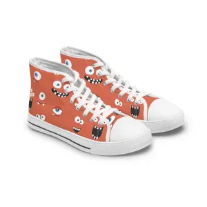 Cute Monster Faces Women's High Top Sneakers