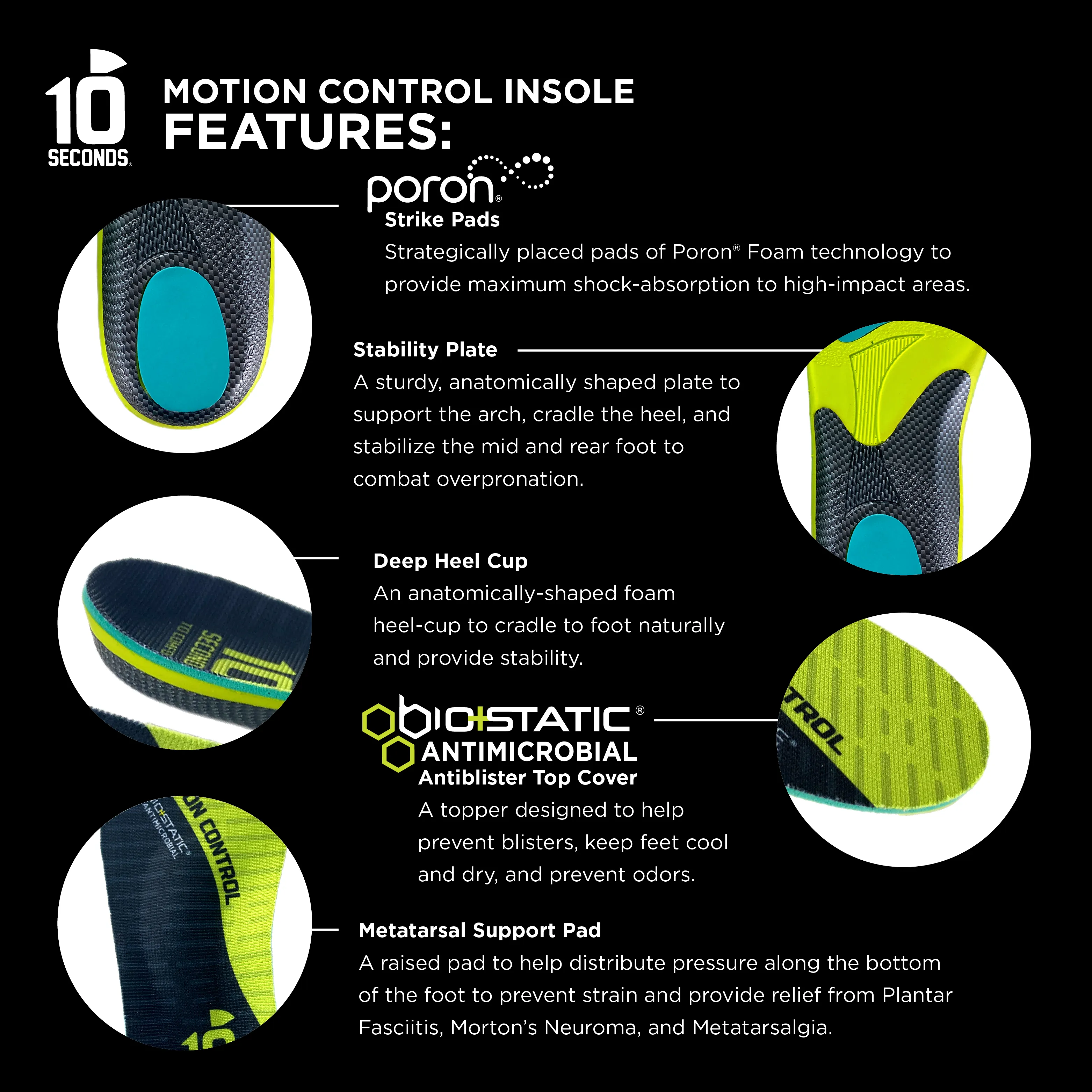 10 Seconds ® Motion Control Performance Insoles