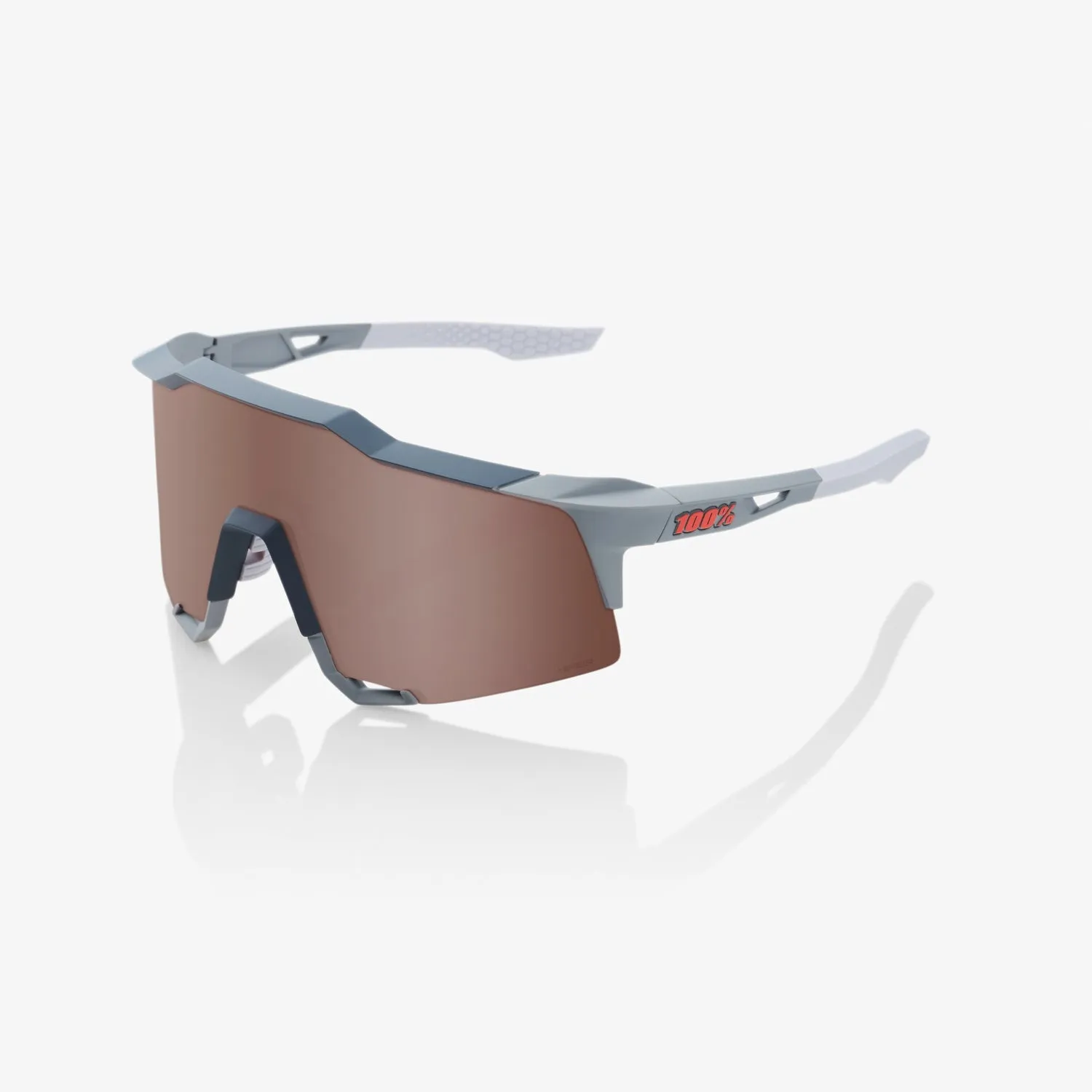 100% Sunglasses SPEEDCRAFT - Soft Tact Stone Grey - HiPER Crimson Silver Mirror Lens