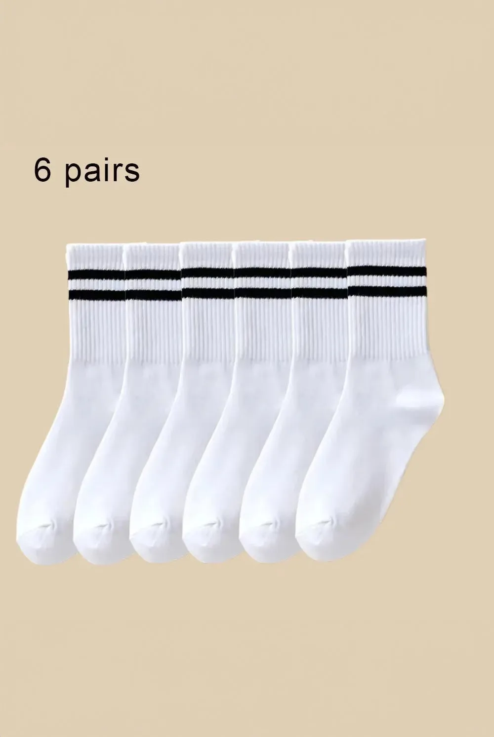 6 Pairs  Mid-Tube Socks Solid Colour Breathable Comfortable Socks