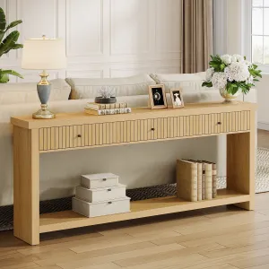 70.9" Console Table, Long Wood Sofa Table with 3 Drawers