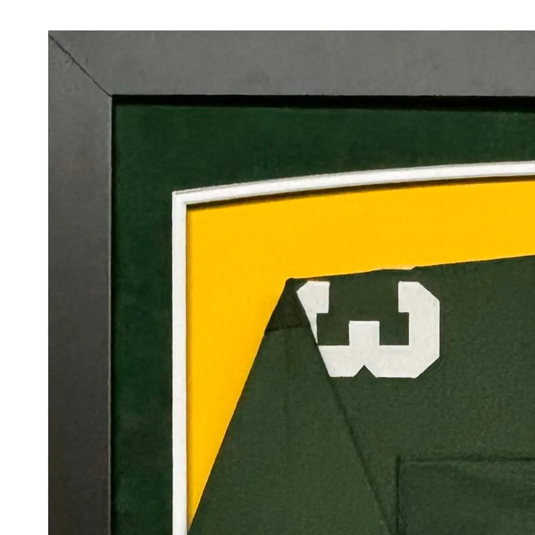 Aaron Jones Signed Green Bay Green Custom Suede Matte Framed Football Jersey (Beckett)