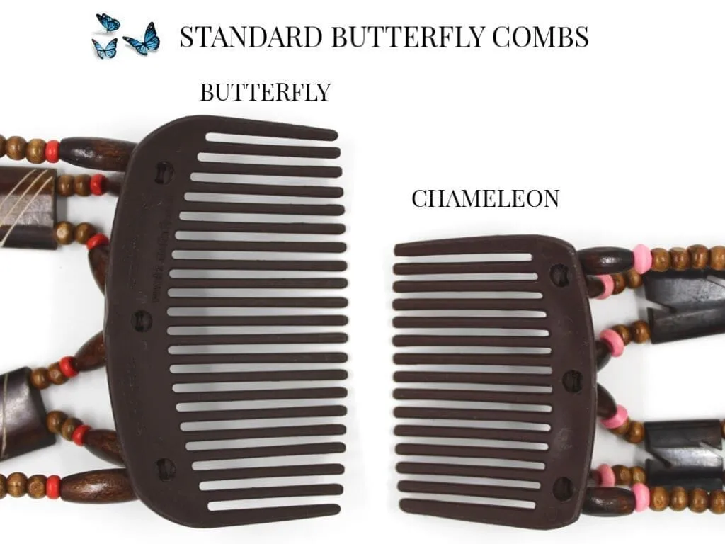 African Butterfly Chameleon Hair Comb - Stones & Bones Brown 38