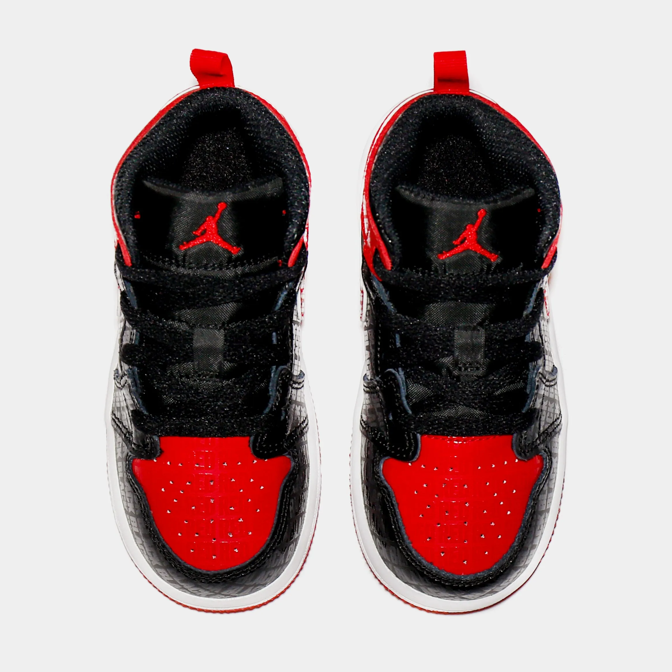 Air Jordan 1 Mid Black   Red = Bred Infant Toddler Lifestyle Shoes (Black/Red)