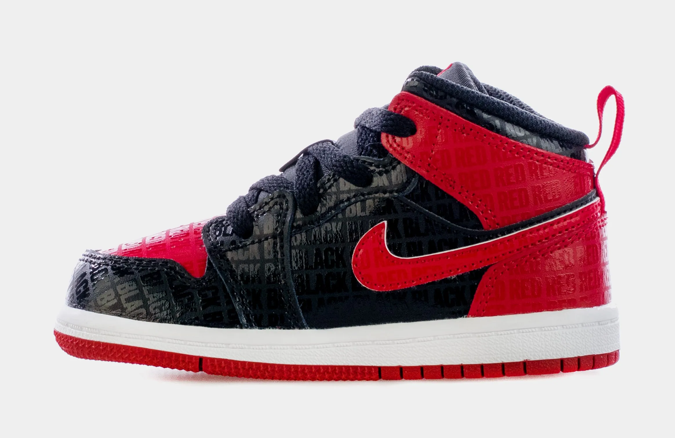 Air Jordan 1 Mid Black   Red = Bred Infant Toddler Lifestyle Shoes (Black/Red)