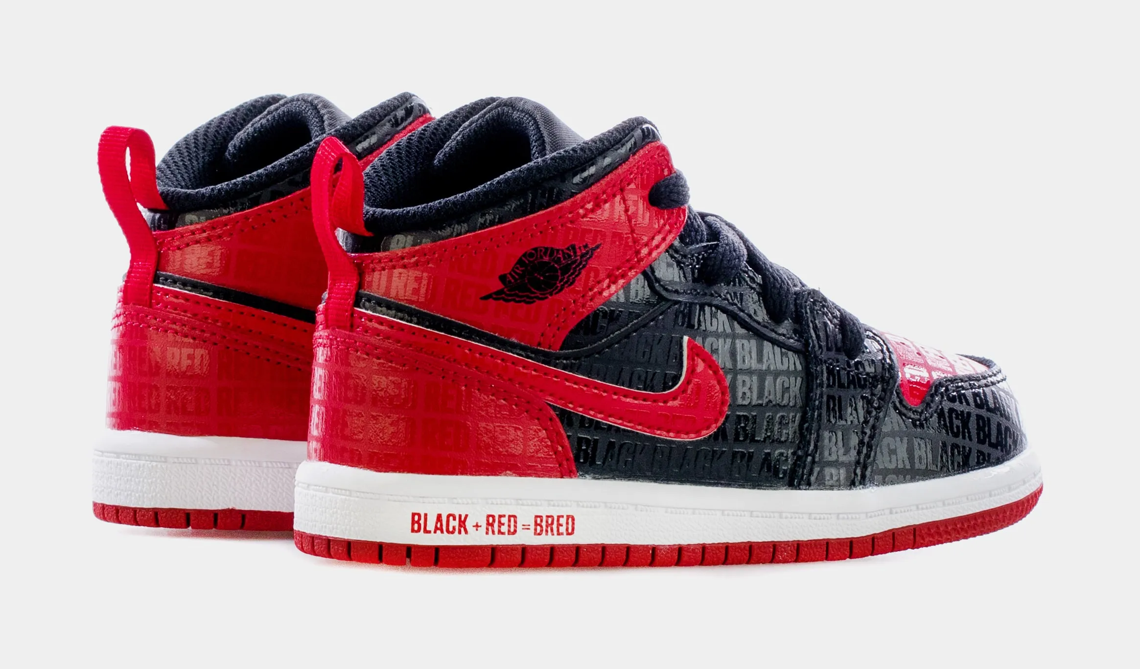 Air Jordan 1 Mid Black   Red = Bred Infant Toddler Lifestyle Shoes (Black/Red)