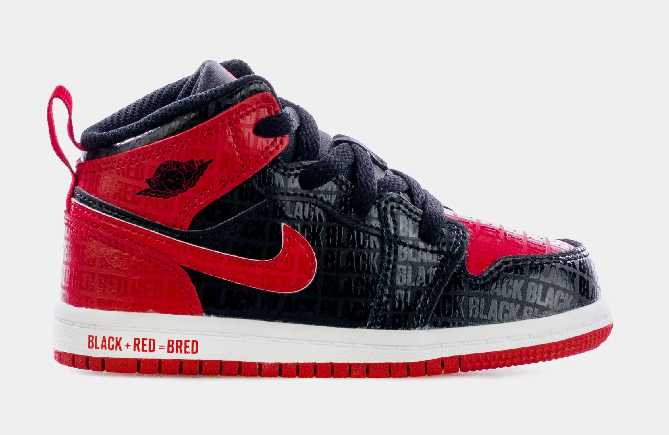 Air Jordan 1 Mid Black   Red = Bred Infant Toddler Lifestyle Shoes (Black/Red)