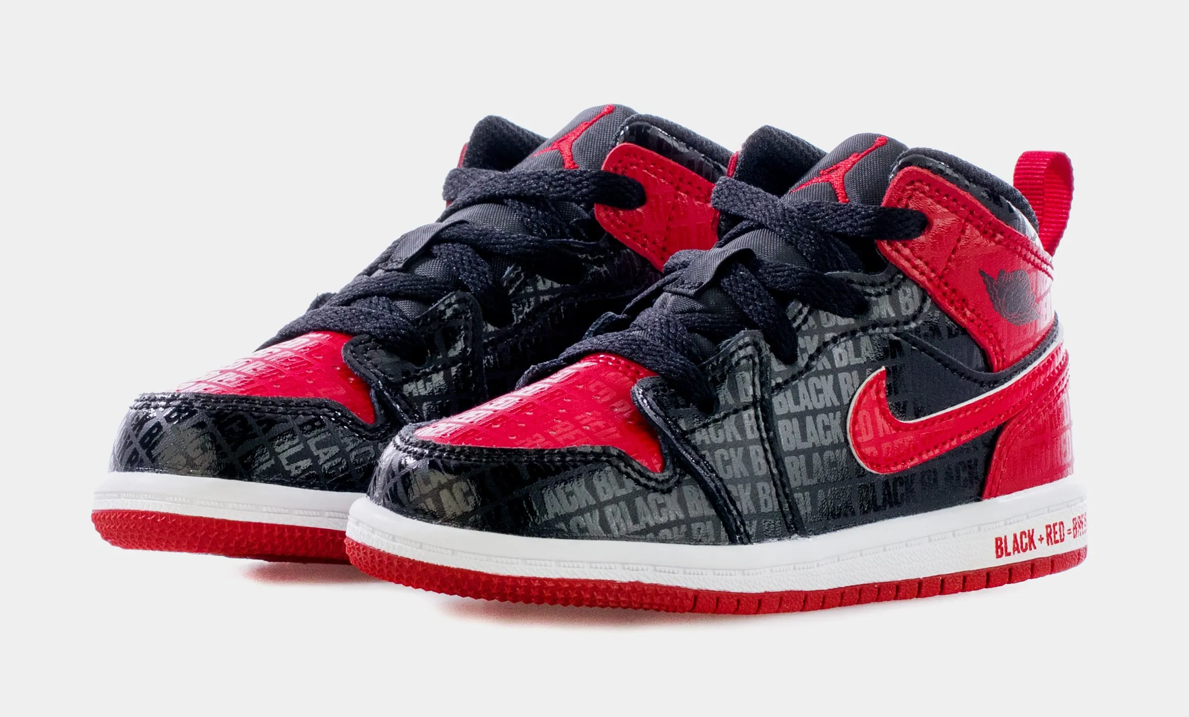 Air Jordan 1 Mid Black   Red = Bred Infant Toddler Lifestyle Shoes (Black/Red)