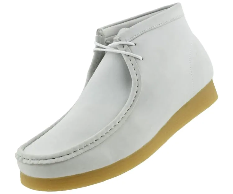 Amali Wallabee Boot Style Men's White Suede High Top Shoes