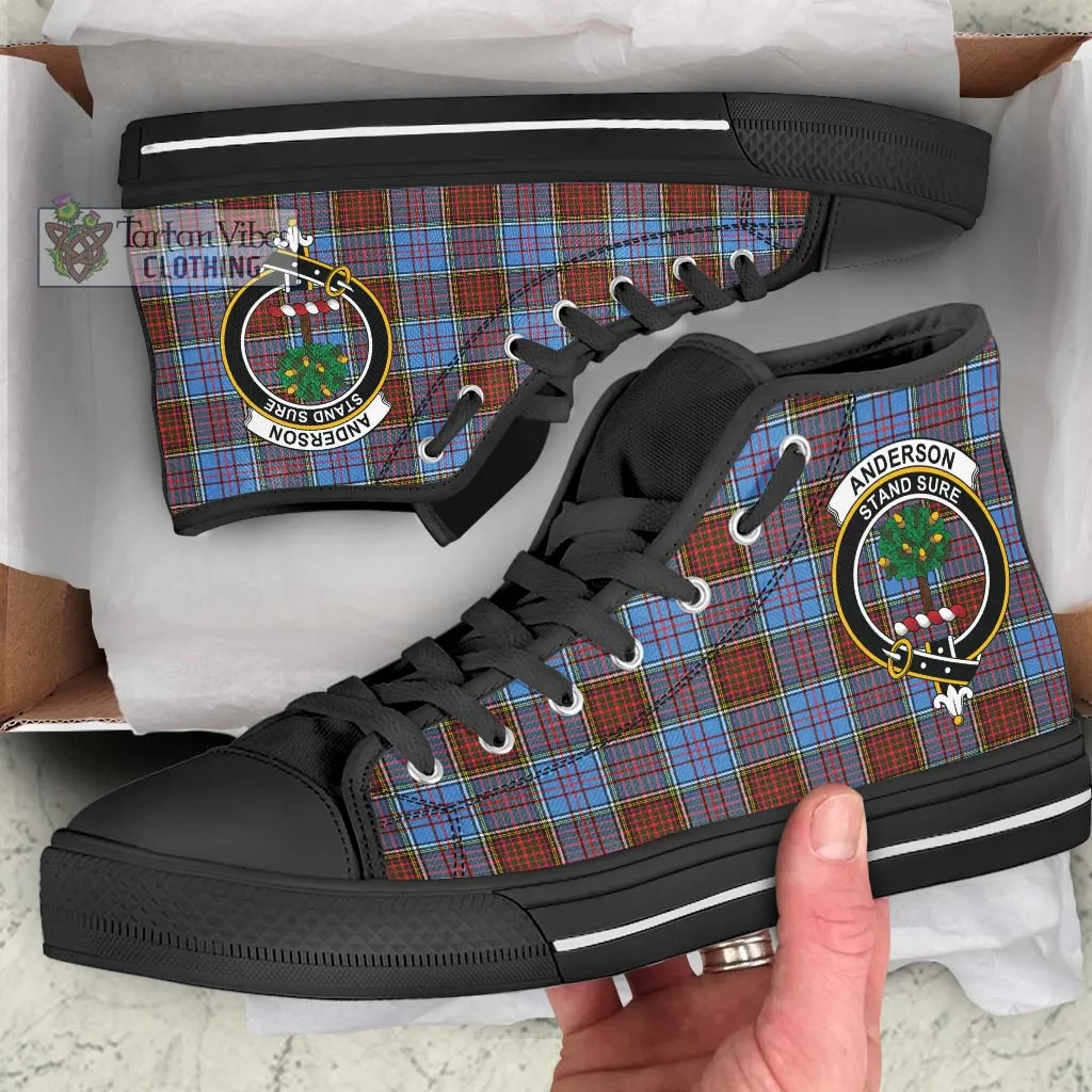 Anderson Modern Tartan High Top Shoes with Family Crest