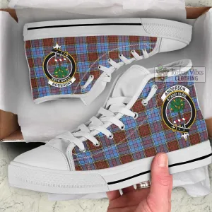 Anderson Modern Tartan High Top Shoes with Family Crest