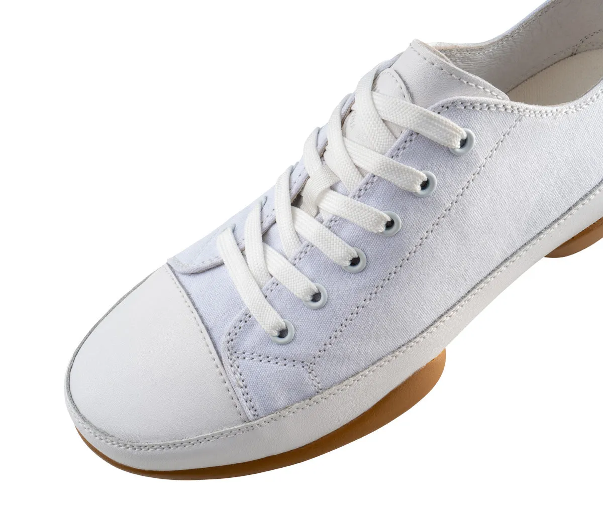 Anna Kern: Argo Dance Sneaker | White Canvas | 0.3" Tan Rubber Split Sole