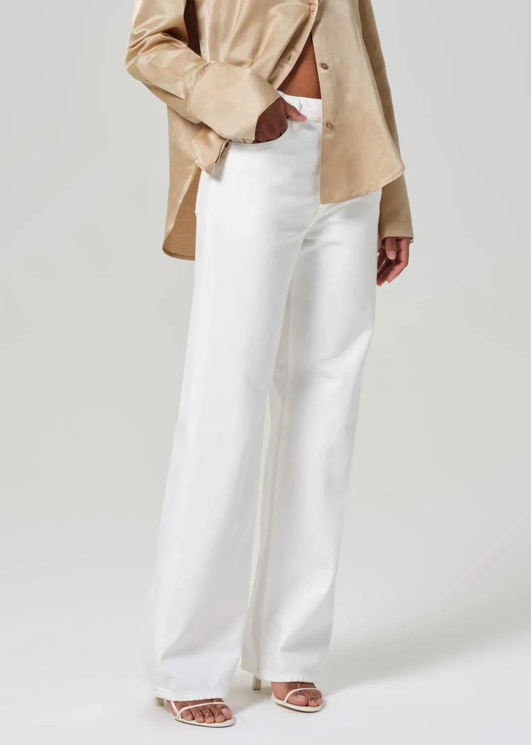 Annina High Rise Wide Leg 30" in Soft White