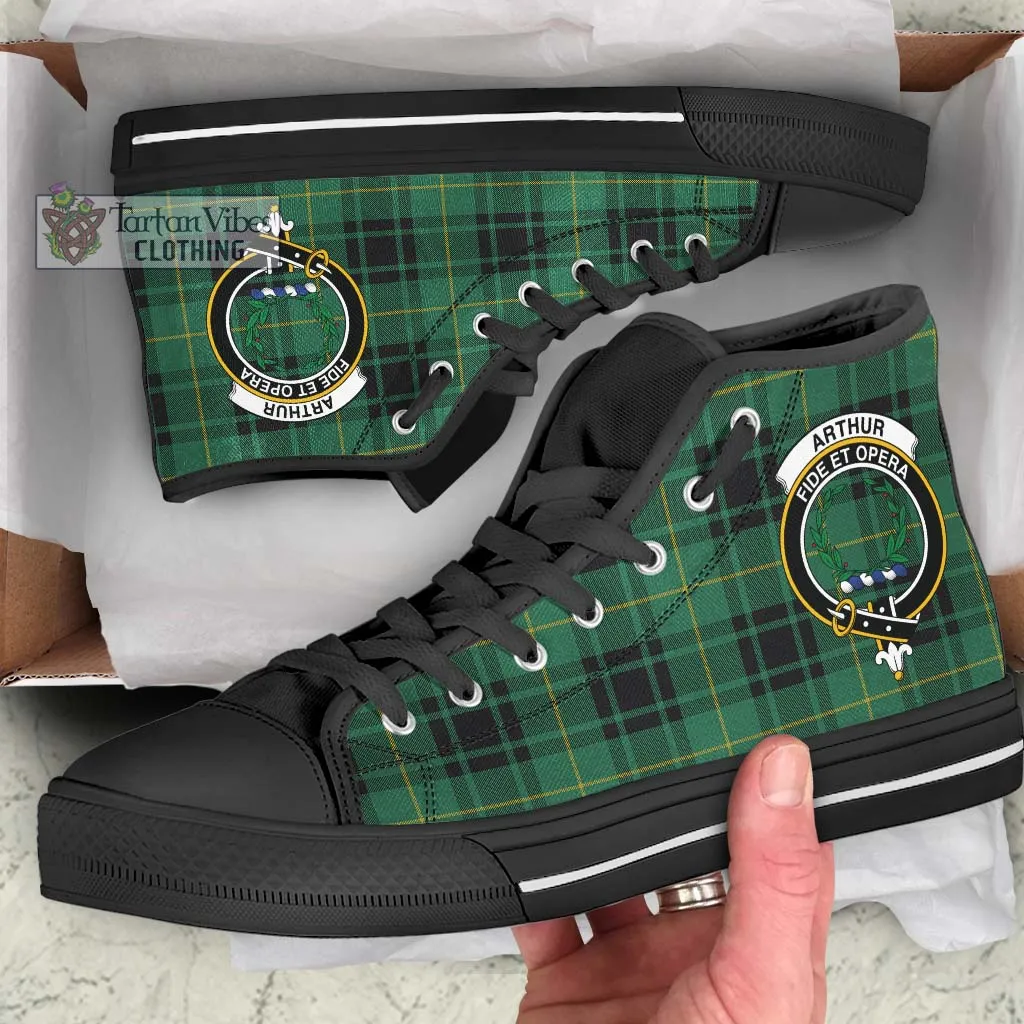 Arthur Ancient Tartan High Top Shoes with Family Crest