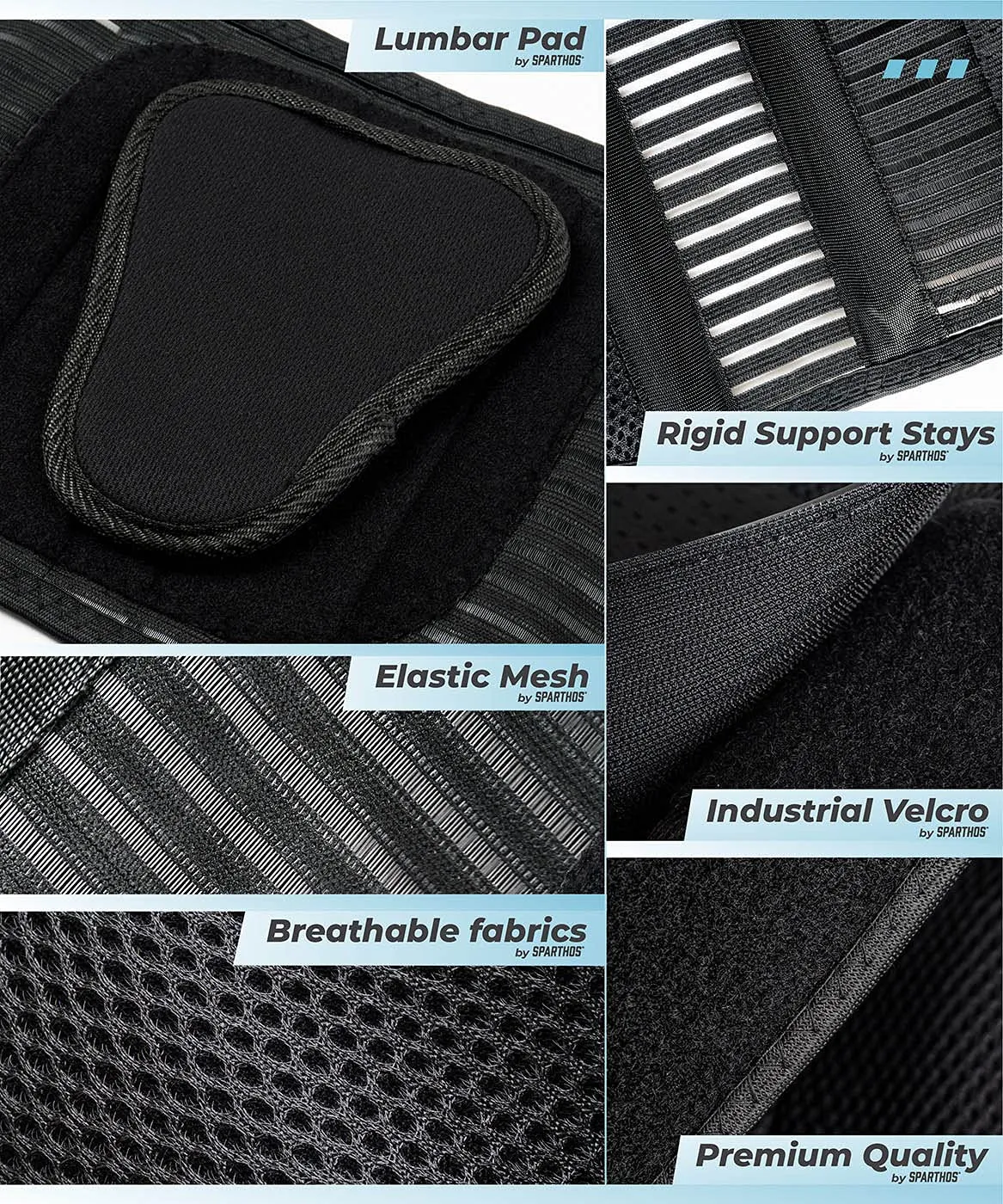 Back Support Belt by Sparthos - Relief for Back Pain, Herniated Disc, Sciatica, Scoliosis and more! - Breathable Mesh Design with Lumbar Pad - Adjustable Support Straps - Lower Back Brace -Size Small Small (Pack of 1) Black