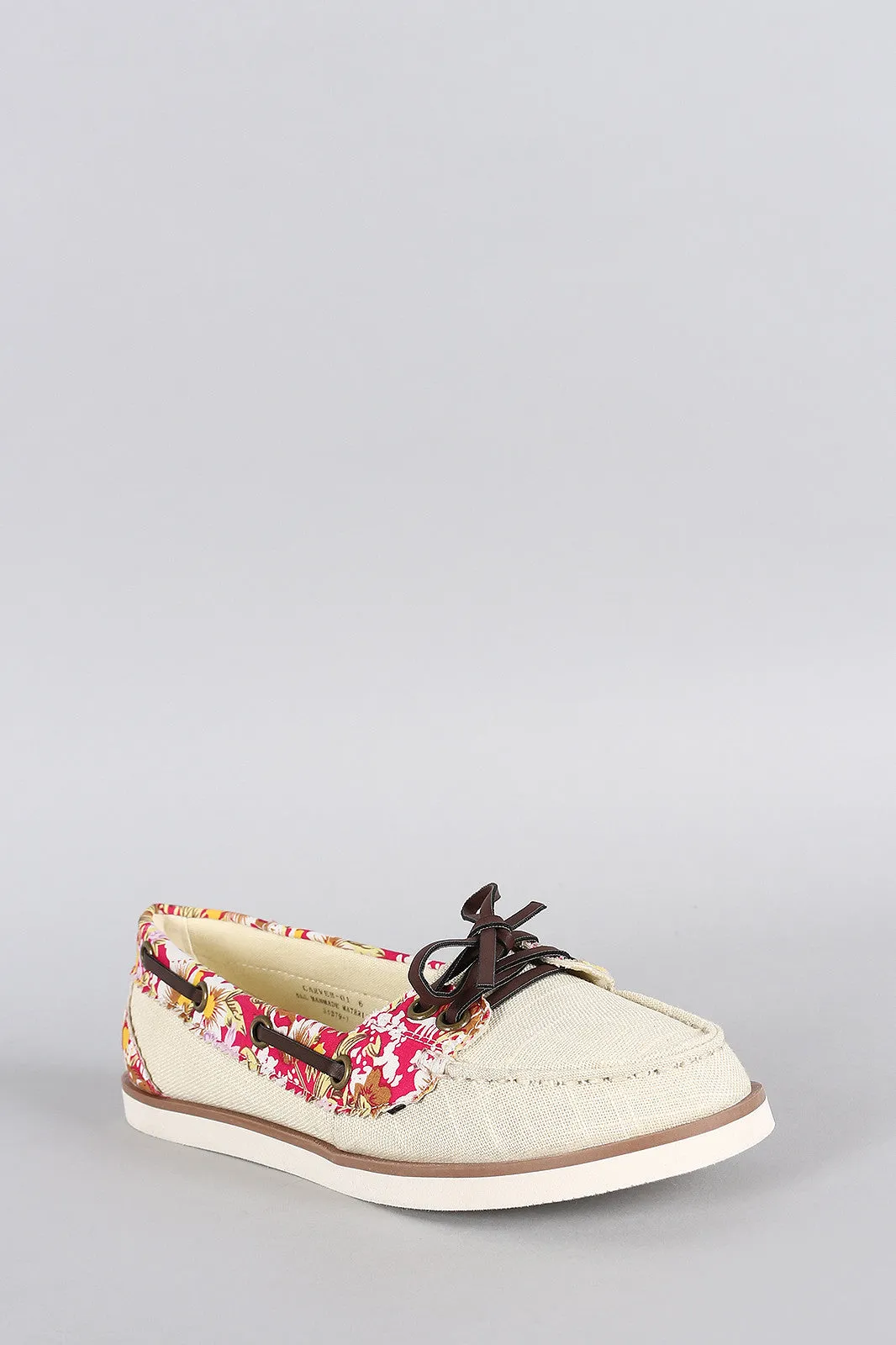 Bamboo Natural Floral Moccasin Flat