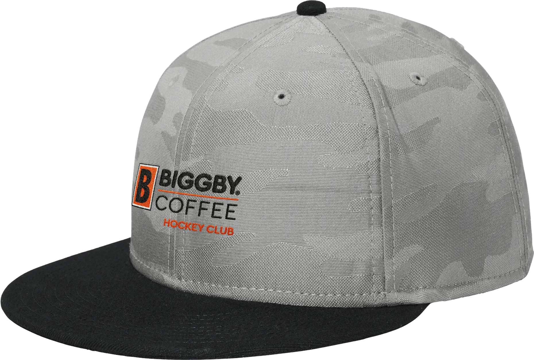 Biggby Coffee Hockey Club New Era Camo Flat Bill Snapback Cap