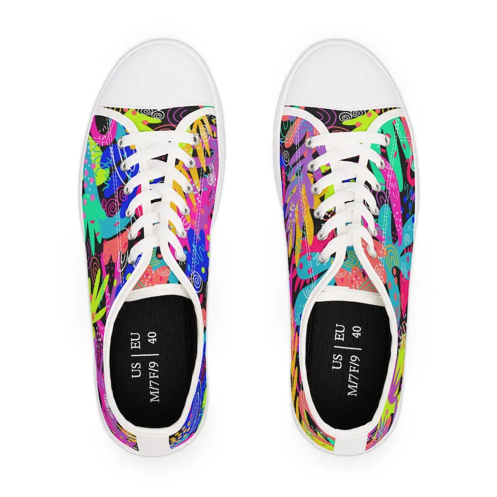 Black Abstract Women's Low Top Sneakers