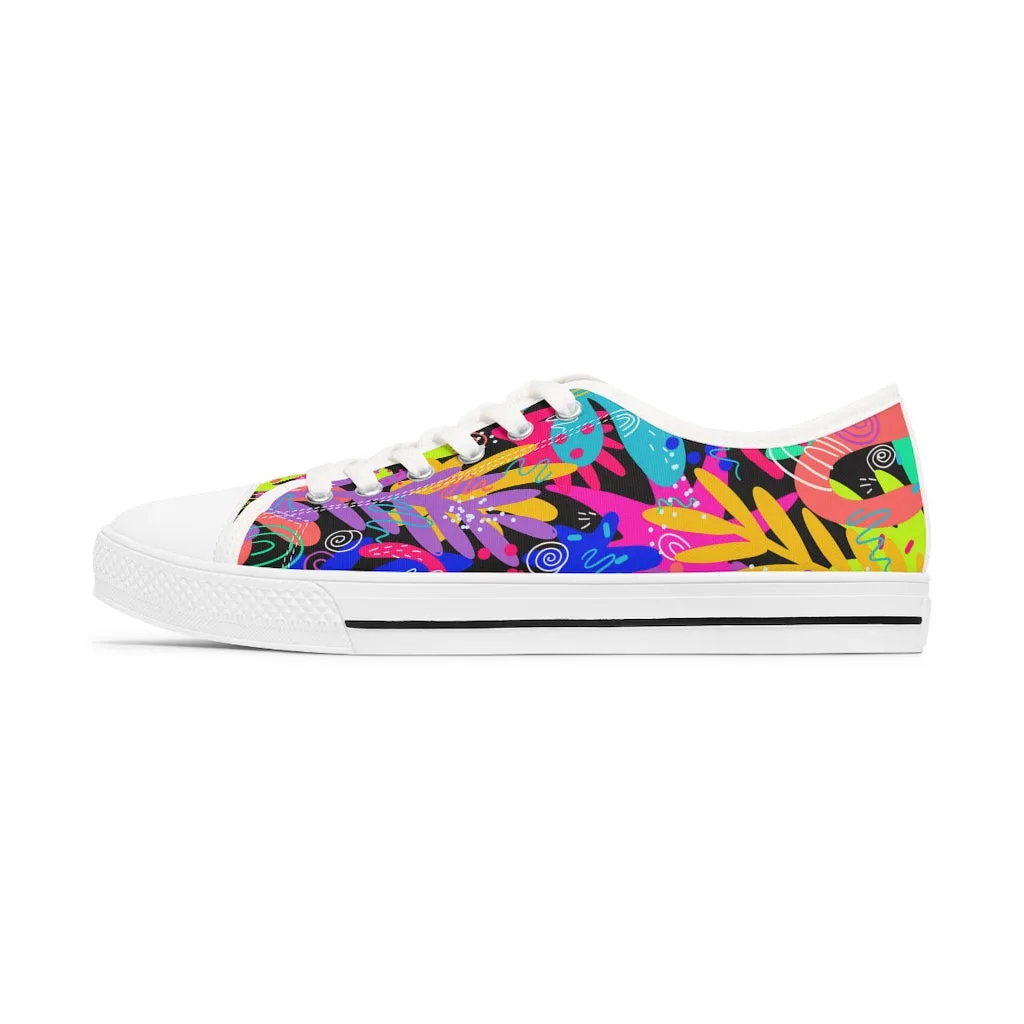 Black Abstract Women's Low Top Sneakers