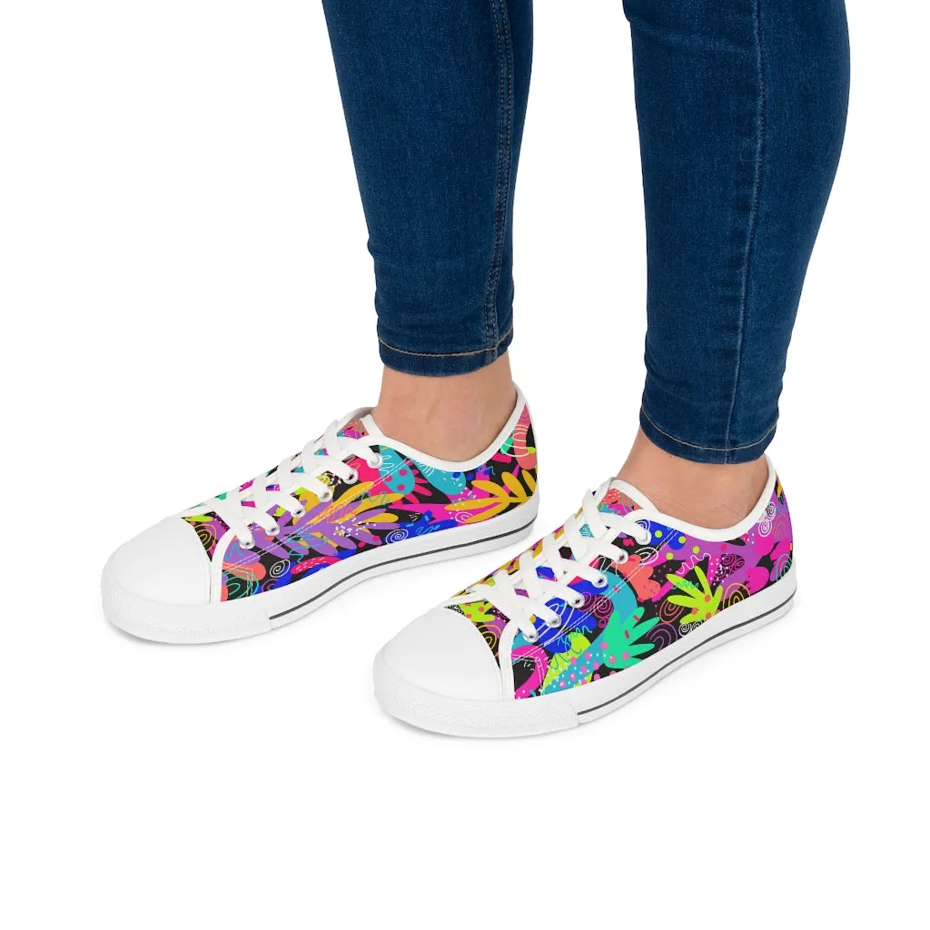 Black Abstract Women's Low Top Sneakers