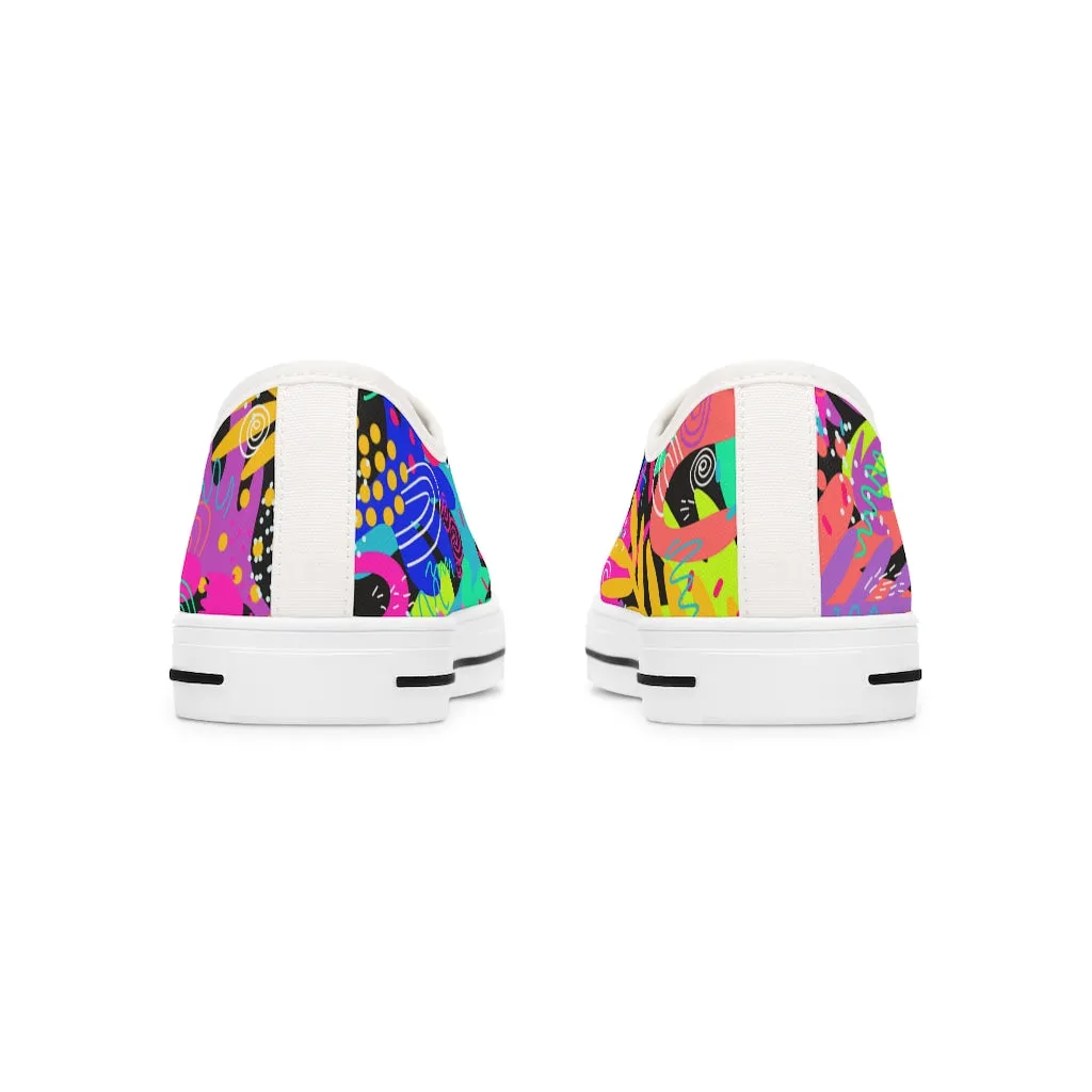 Black Abstract Women's Low Top Sneakers