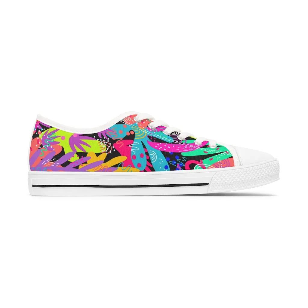 Black Abstract Women's Low Top Sneakers