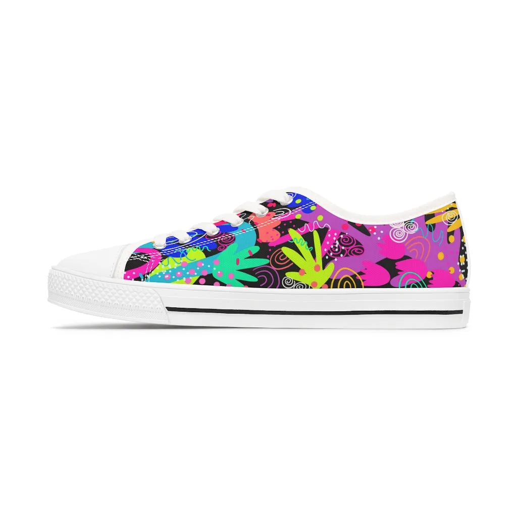 Black Abstract Women's Low Top Sneakers