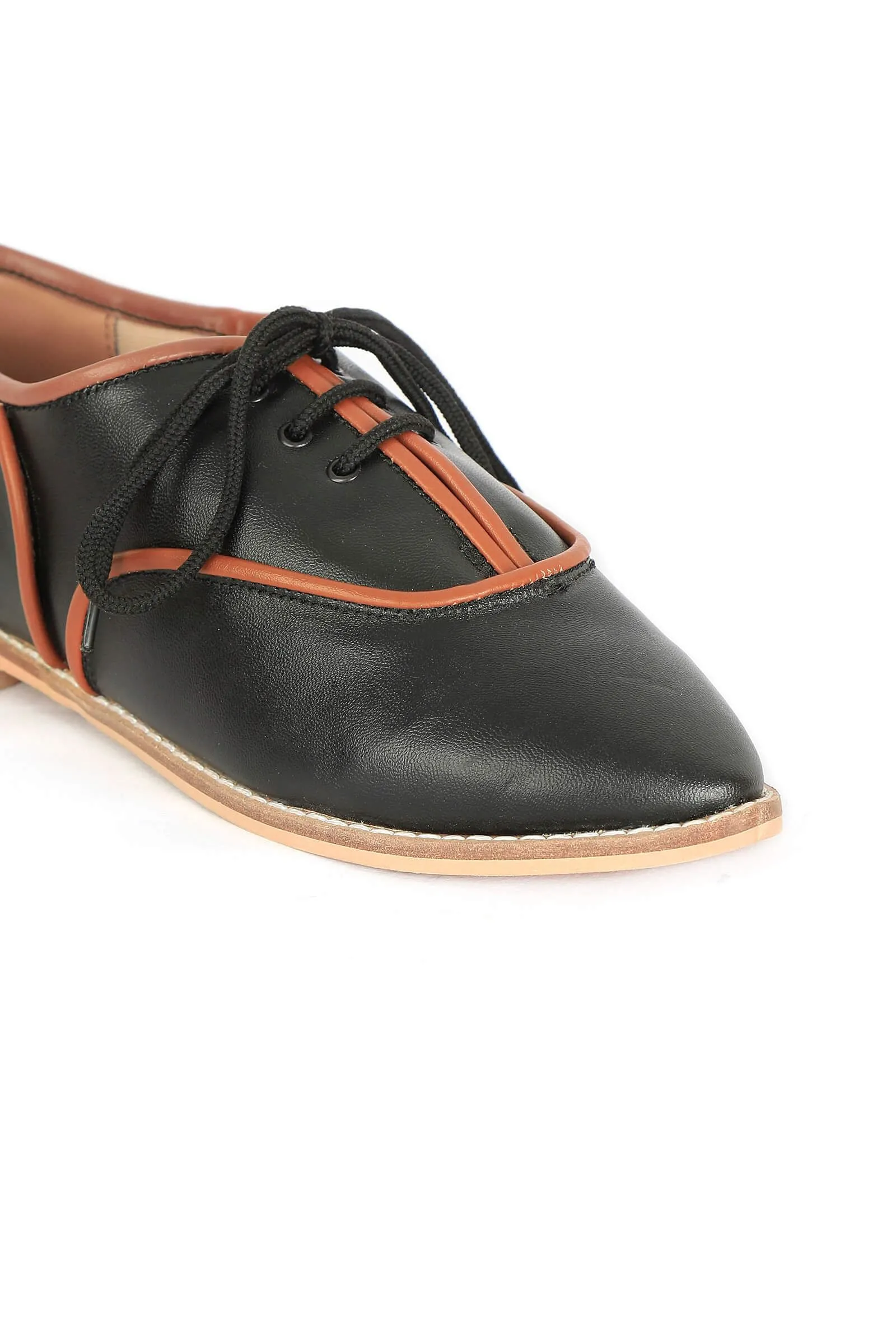 Black Color Block Oxford Shoes