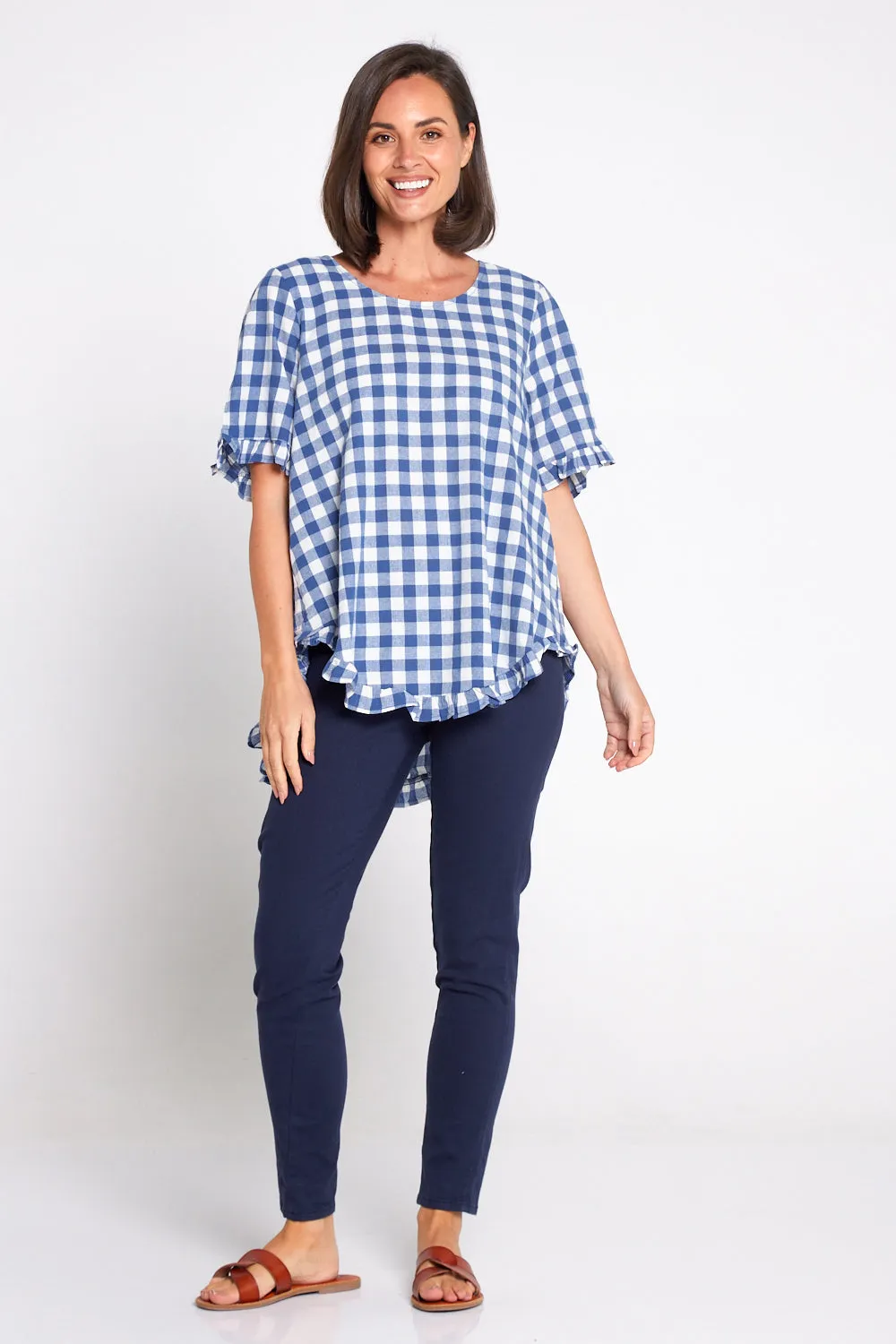 Blossom Top - Blue Gingham