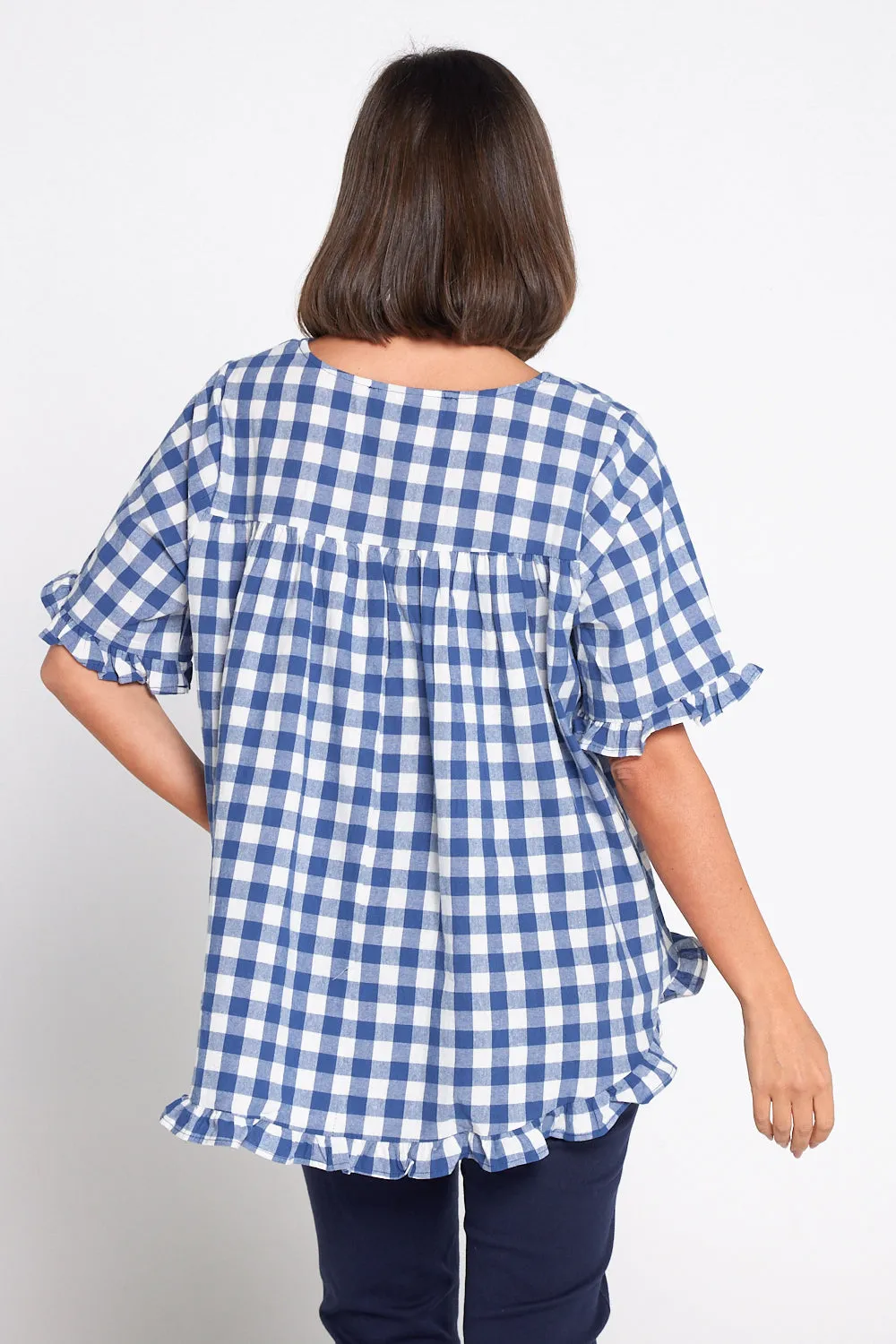 Blossom Top - Blue Gingham