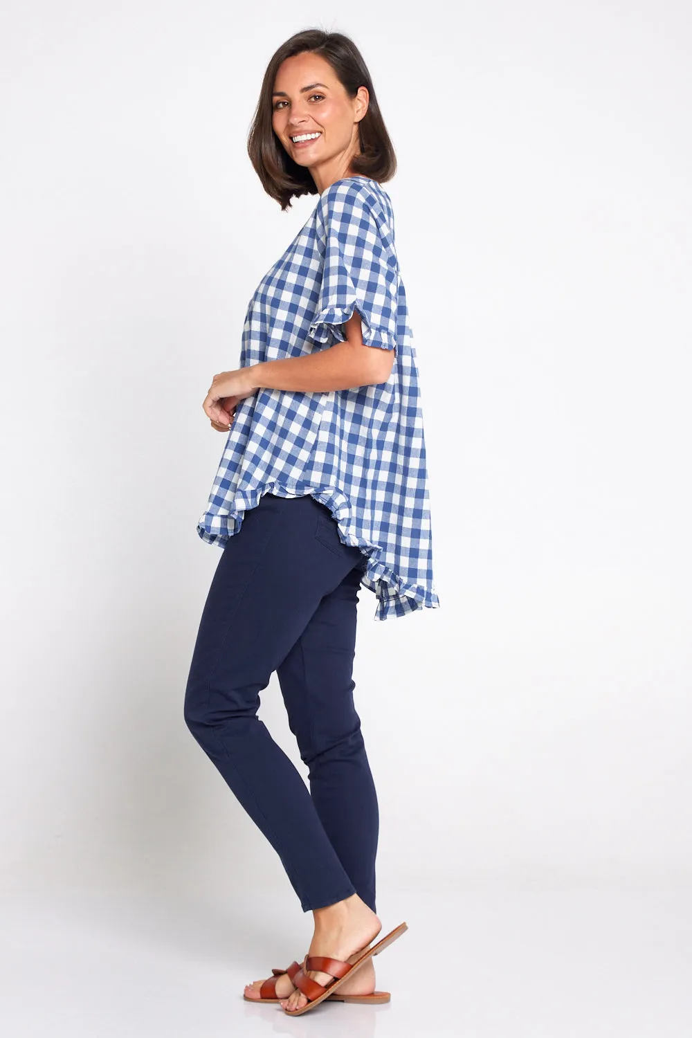 Blossom Top - Blue Gingham