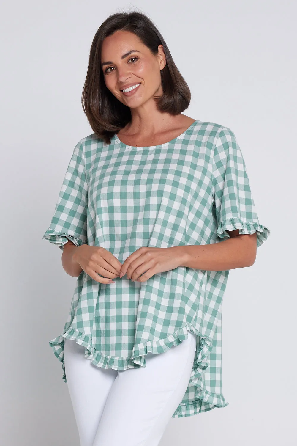 Blossom Top - Mint Green Gingham