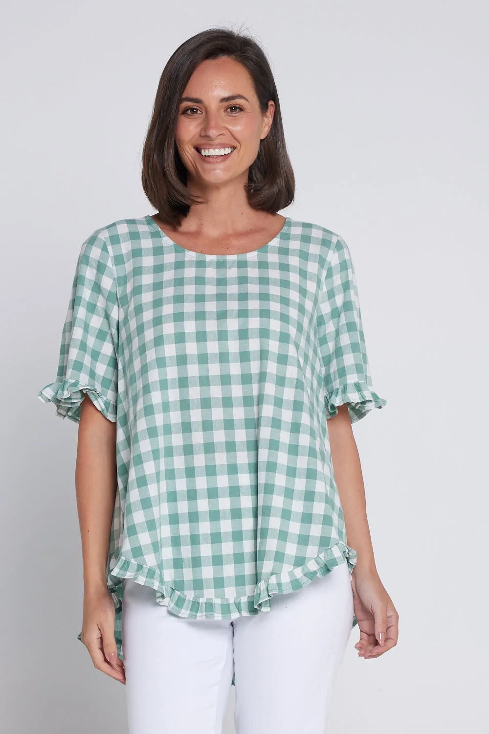 Blossom Top - Mint Green Gingham