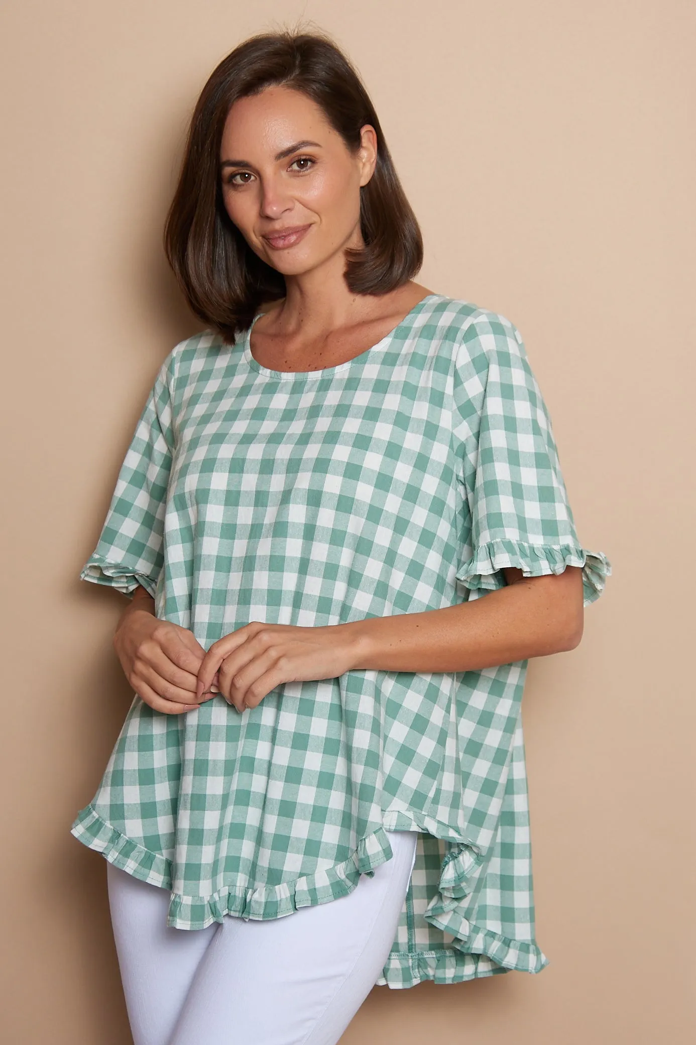 Blossom Top - Mint Green Gingham