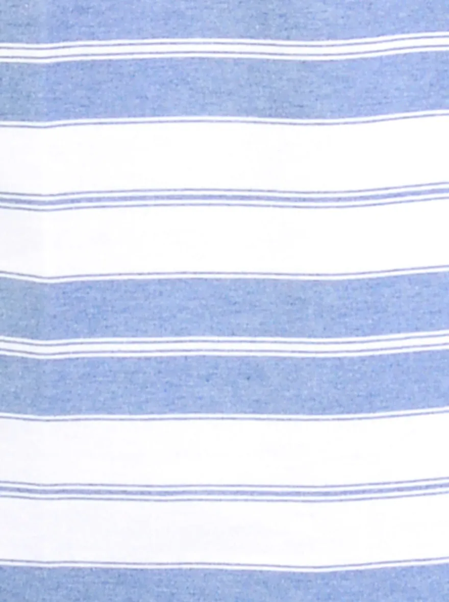 Blue & White Striped Slim Fit Polo T-shirt | Greenfibre