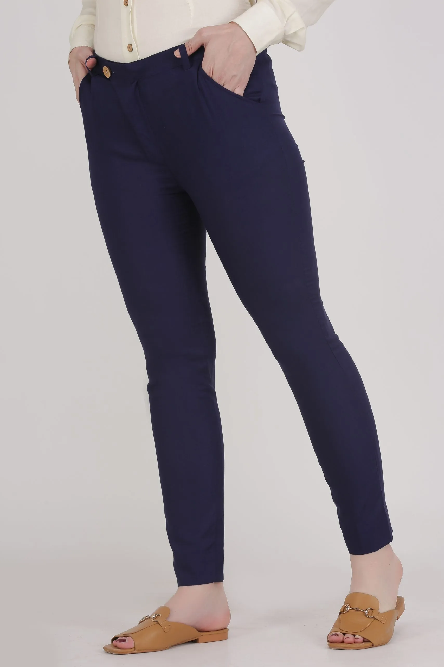 Blue Formal Trouser for Women