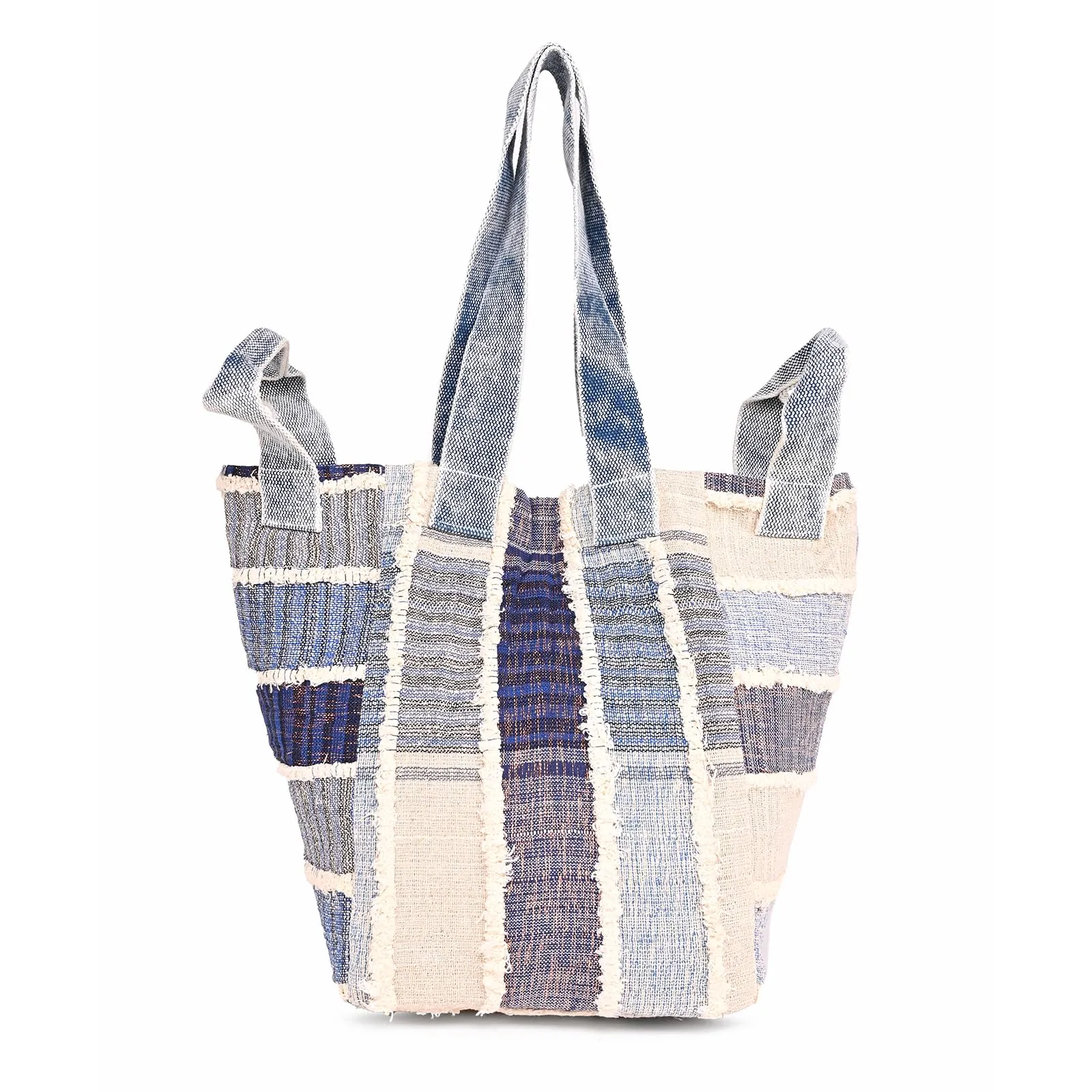 Boho Girl Canvas Jacquard Tote | Womens College Handbag | Indigo Shoulder Bag