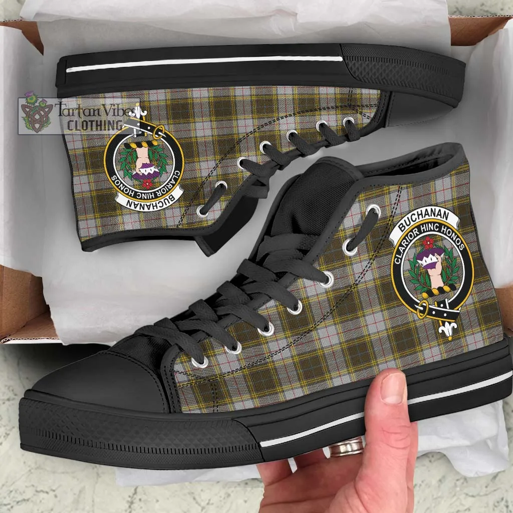 Buchanan Dress Tartan High Top Shoes with Family Crest