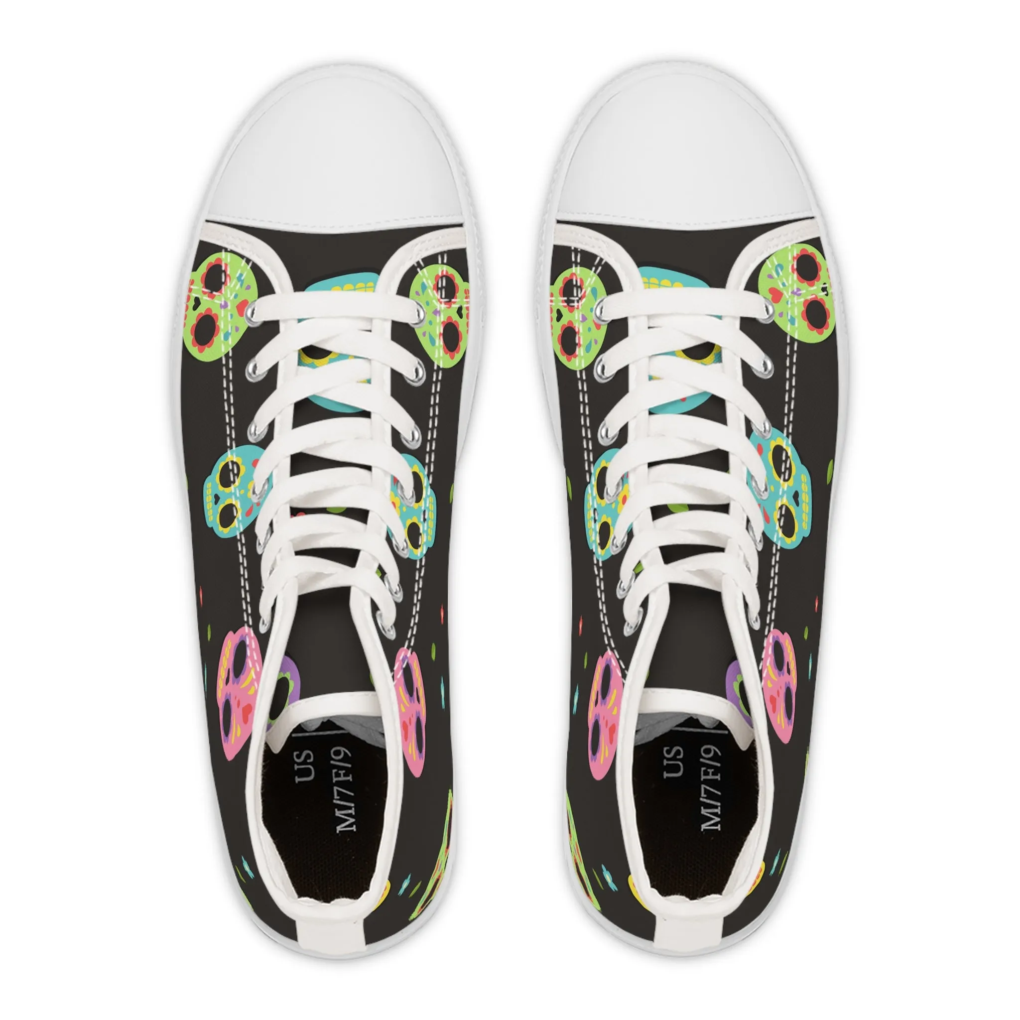 Colored Skeleton Heads Women's High Top Sneakers