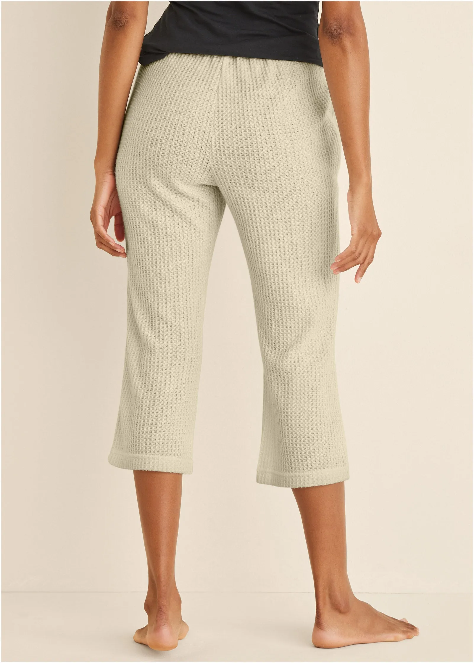 Cozy Waffle Crop Pant - Oatmeal