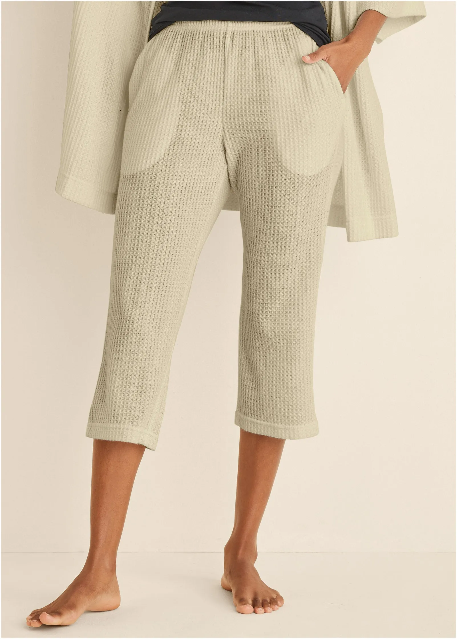 Cozy Waffle Crop Pant - Oatmeal