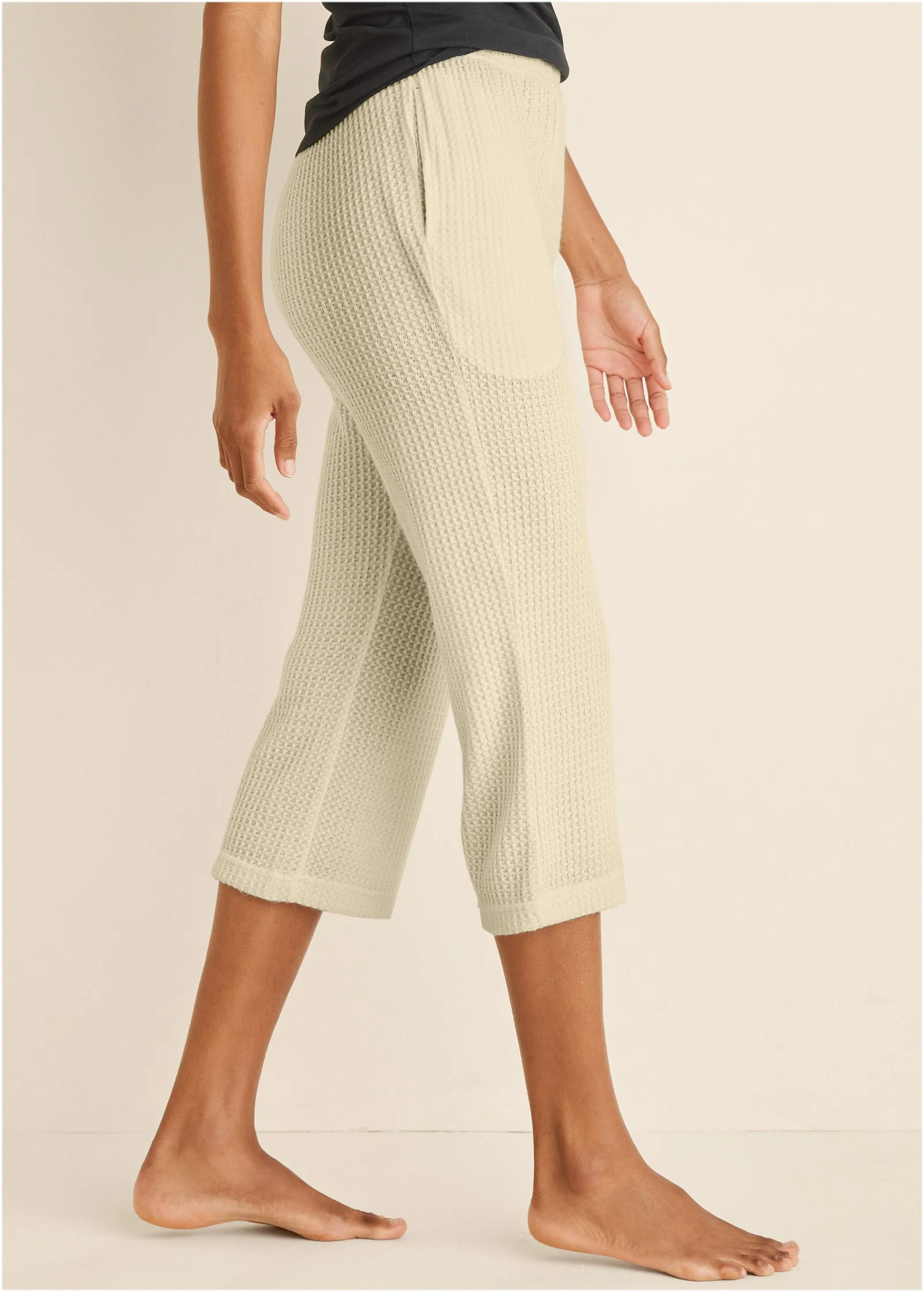 Cozy Waffle Crop Pant - Oatmeal