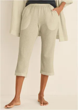 Cozy Waffle Crop Pant - Oatmeal