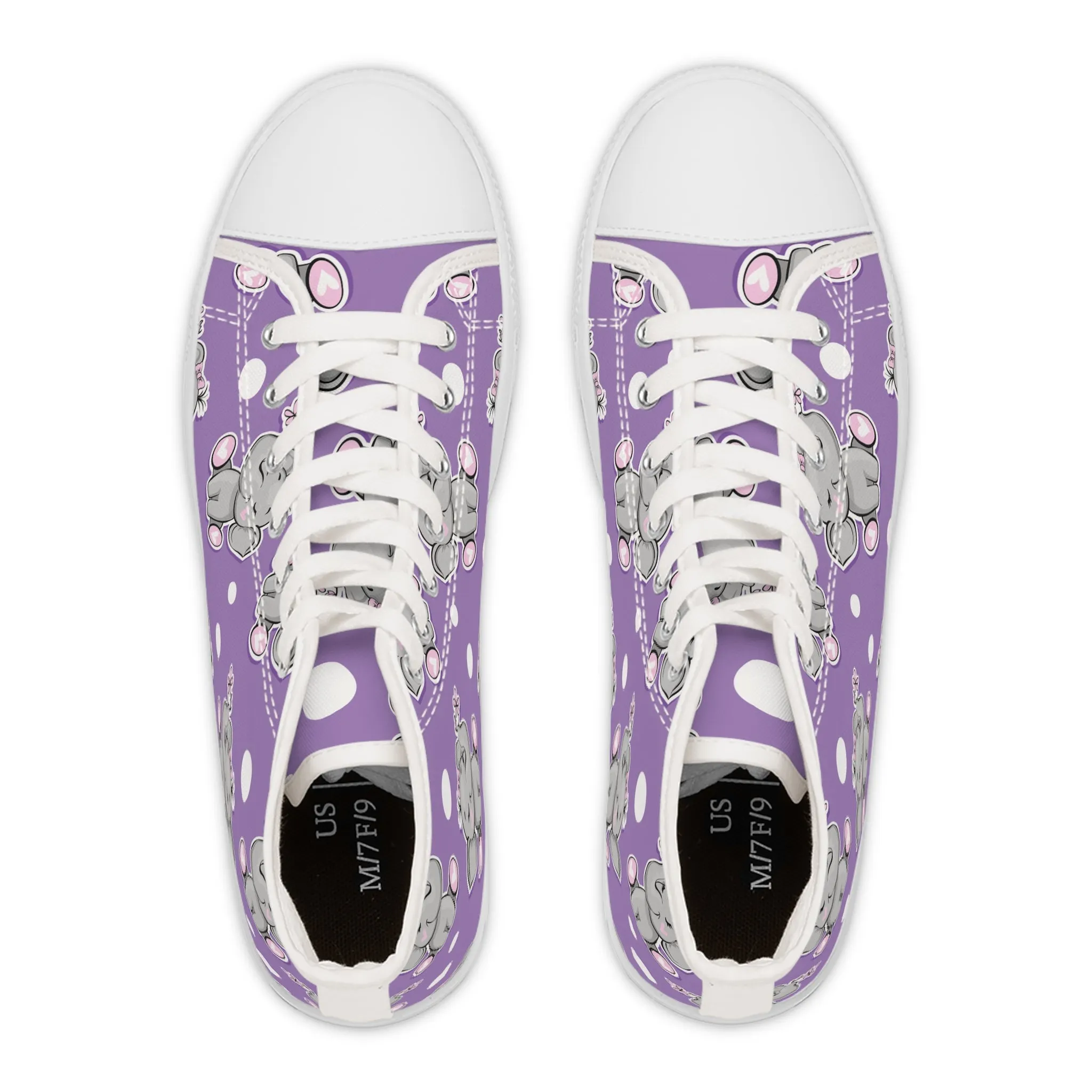 Cute Purple Elephants Women's High Top Sneakers