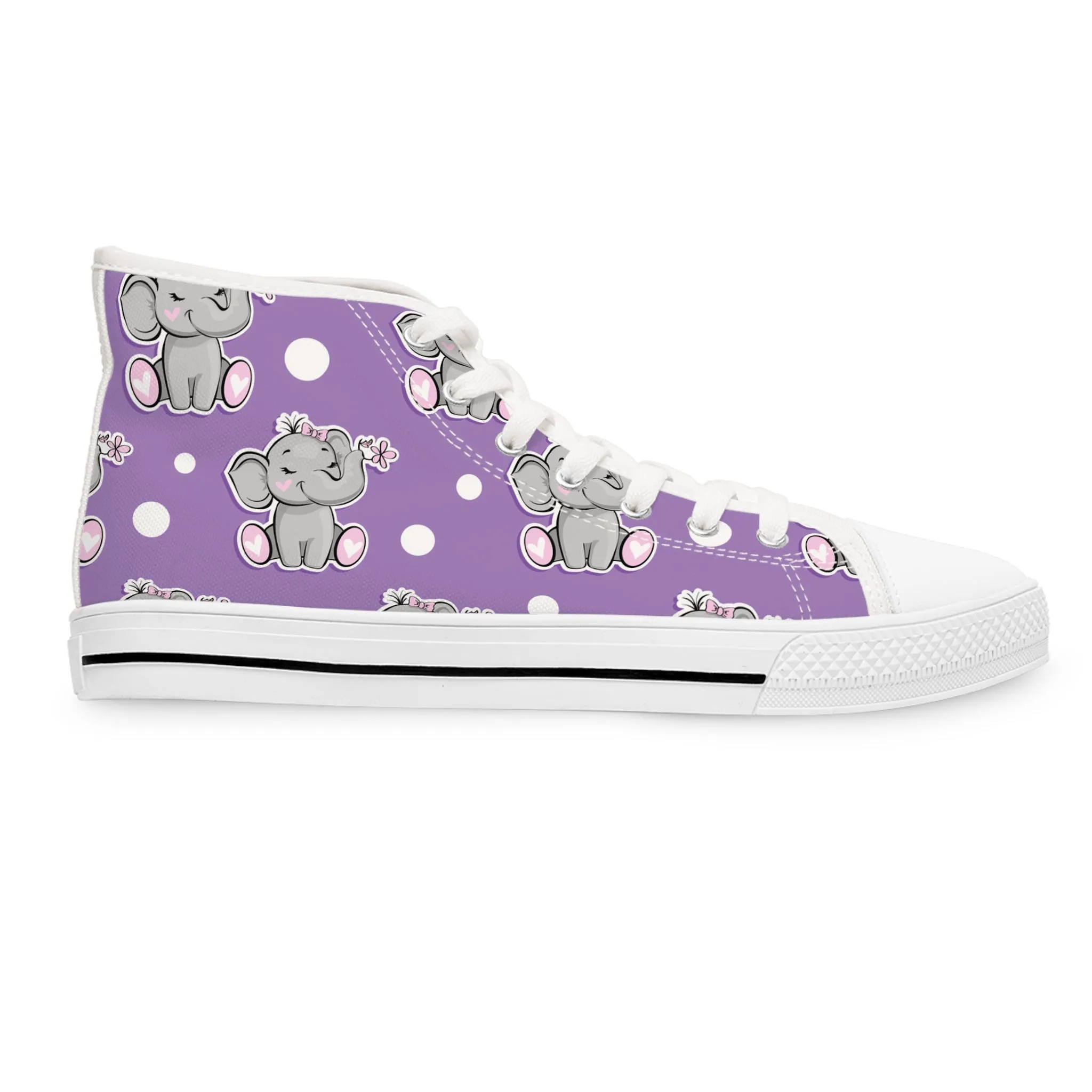 Cute Purple Elephants Women's High Top Sneakers