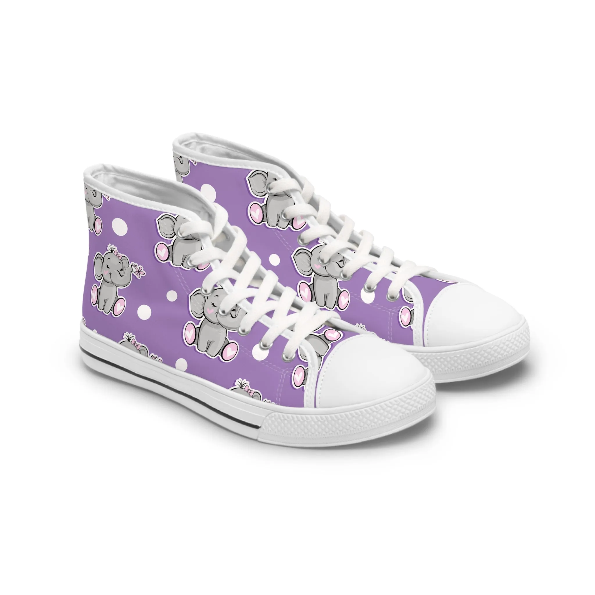 Cute Purple Elephants Women's High Top Sneakers