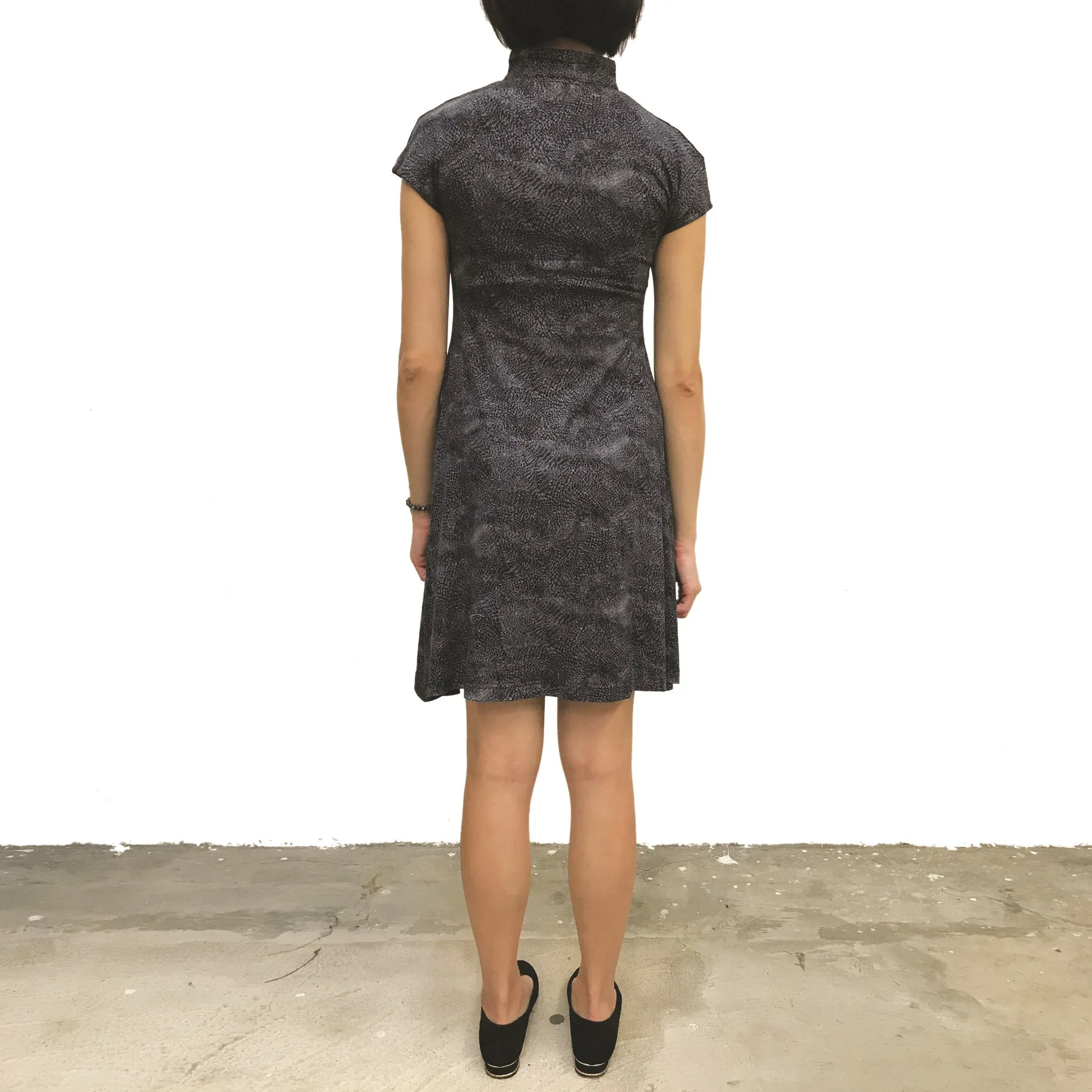 Dark Mystery Printed Qipao Dress