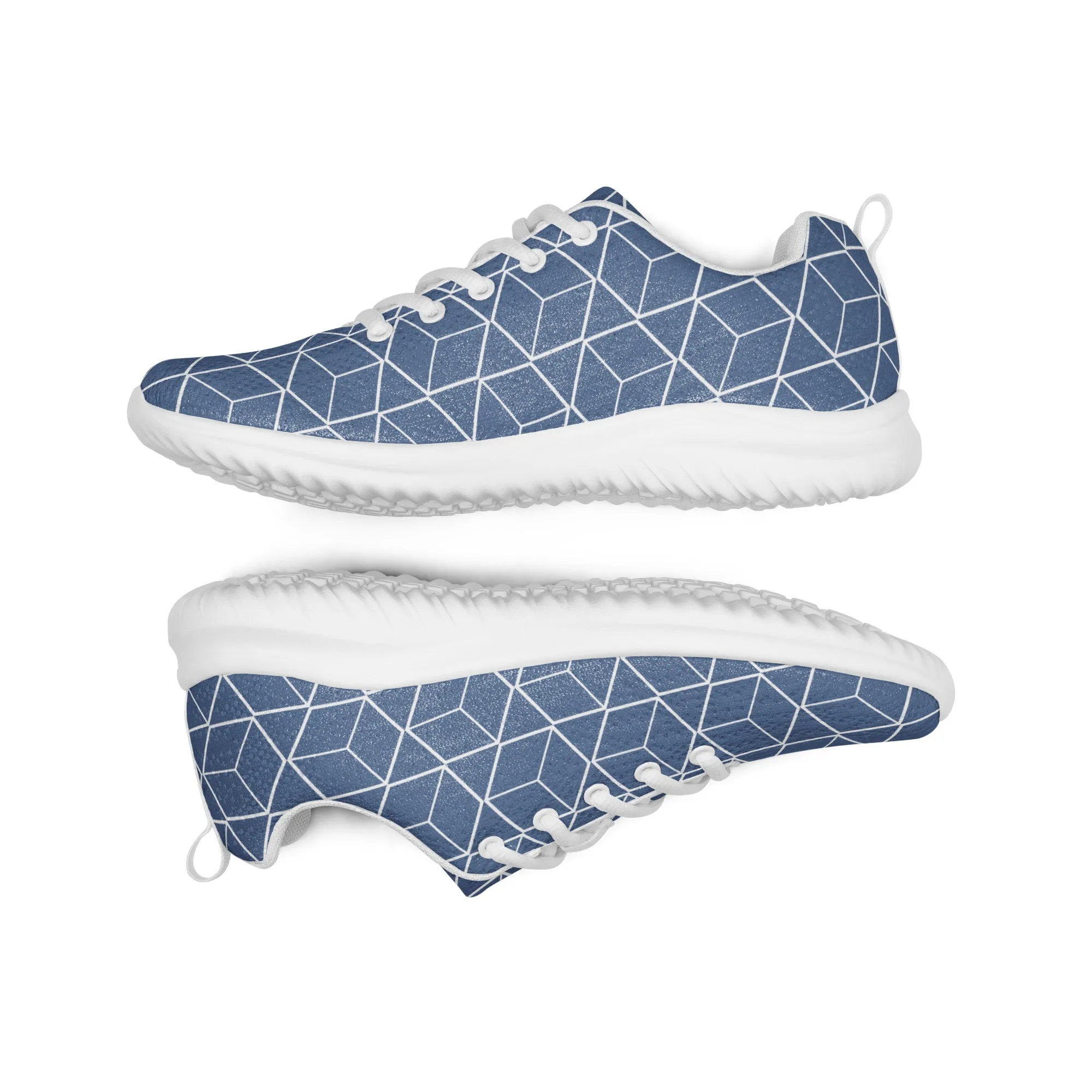 DASH Geo Kashmir Blue Men’s Athletic Shoes Lightweight Breathable Design by IOBI Original Apparel