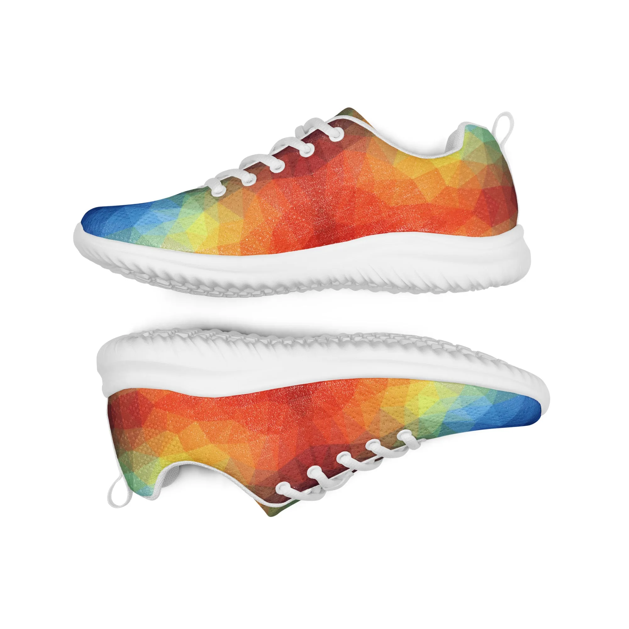 DASH Geo Rainbow Men’s Athletic Shoes Lightweight Breathable Design by IOBI Original Apparel