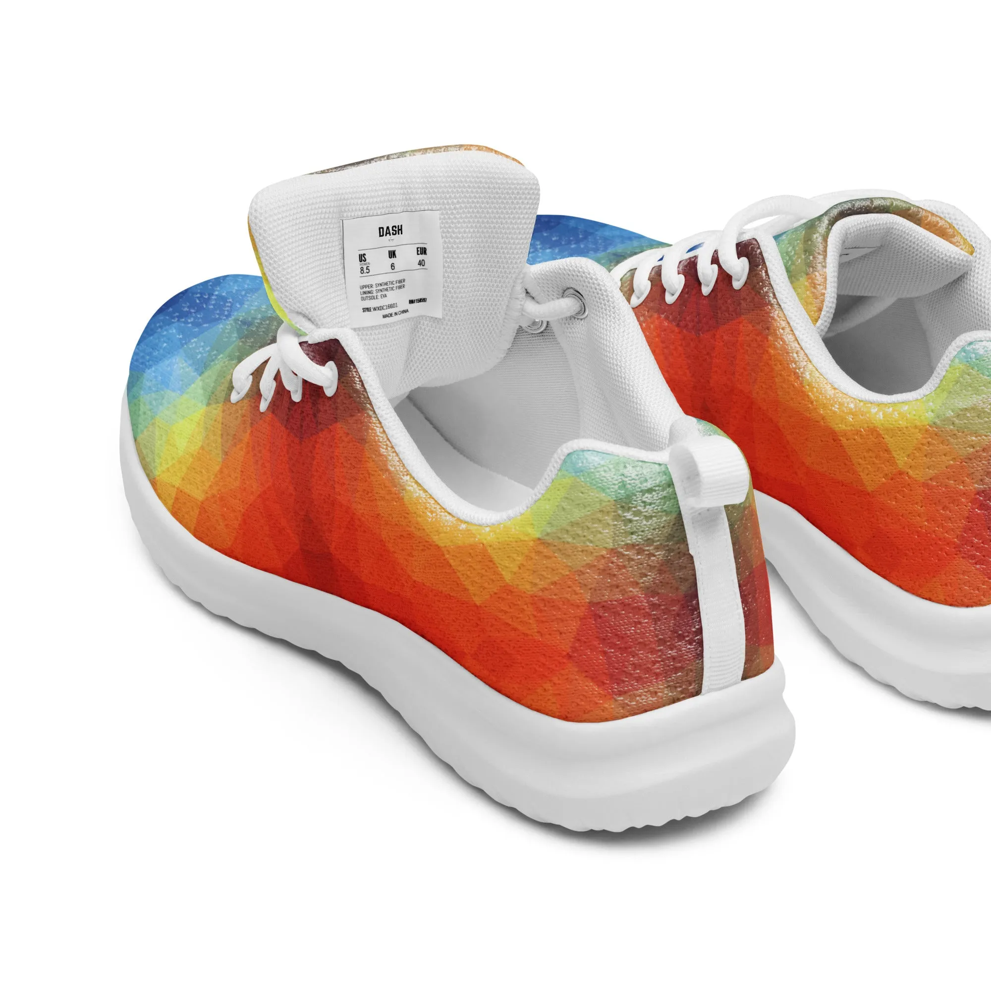 DASH Geo Rainbow Men’s Athletic Shoes Lightweight Breathable Design by IOBI Original Apparel